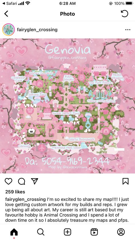 Acne Island Names, Pink Island Aesthetic, Acnh Sylvana, Acnh Island Layout Ideas, Acnh Maps, Acnh Layout, Kawaii Island, Cottagecore Animal Crossing, Mermaid Island