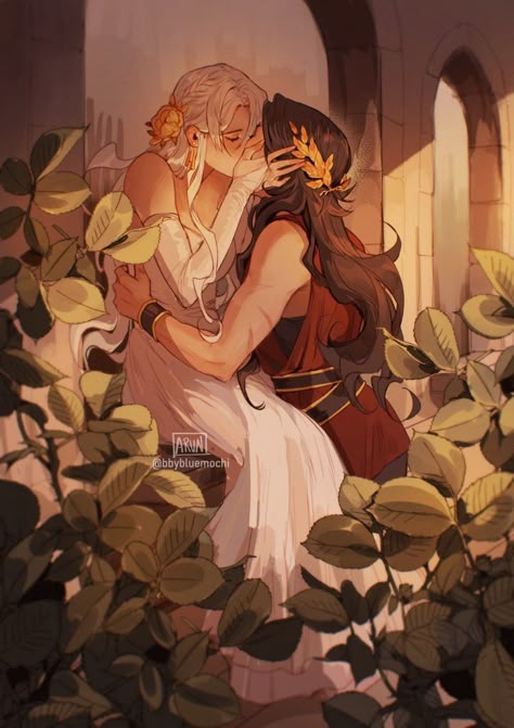 Sapphic Character Art, Sweet Couple Reference, Sapphic Fantasy Art, Cute Queer Couple Art, Romantic Character Art, Height Difference Couple Art, Infatuated Fae Fan Art, Lesbian Witch Art, Art Reference Poses Lesbian Couple