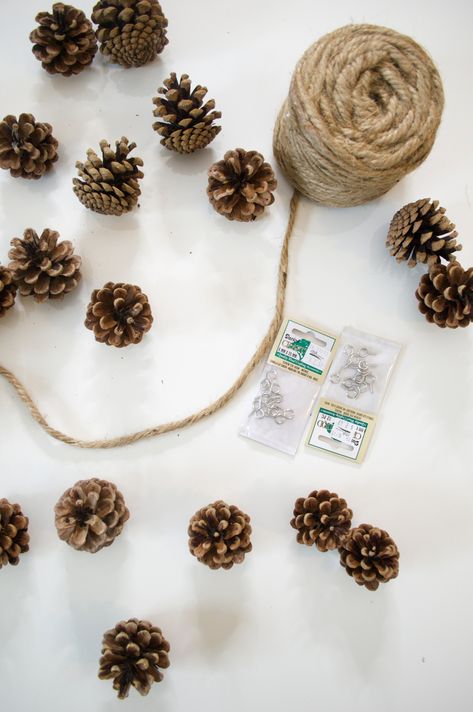 DIY Pinecone Garland Fall Garland Diy, Holiday Decor Diy, Pine Cone Wedding, Camping Theme Birthday, Count Down To Christmas, Pinecone Garland, Diy Christmas Garland, Diy Pinecone, Natural Christmas Decor