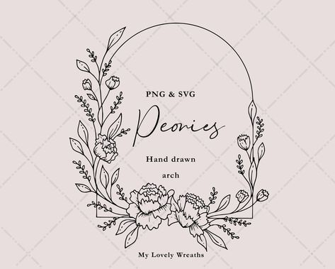 Floral Arch Tattoo, Flower Arch Drawing, Drawn Peonies, Floral Wedding Arch, Flower Line Drawings, Illustration Botanique, Classy Tattoos, Elegant Tattoos, Floral Arch