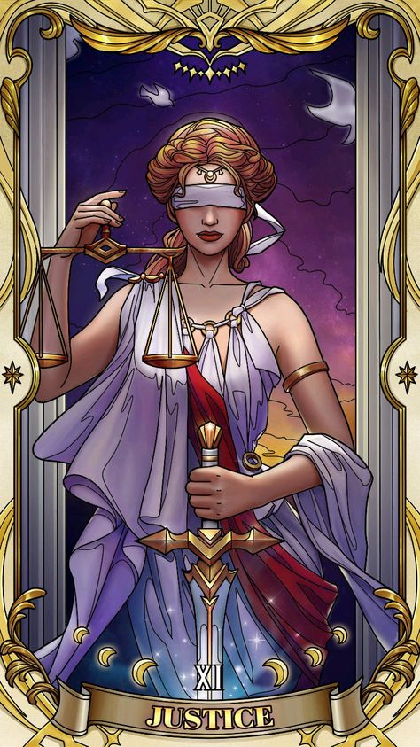 The Chariot Tarot, Justice Tarot, Tarot Tattoo, Tarot Significado, Lady Justice, Angel Guidance, Tarot Cards Art, Meditation Gifts, Coloring Apps