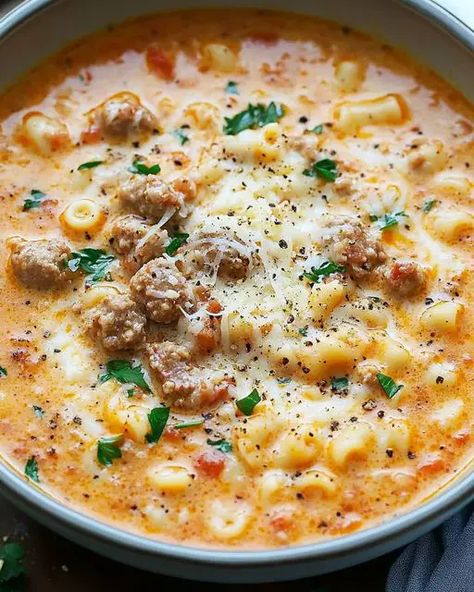 Sausage Soup Crockpot, Creamy Italian Sausage Soup, Crockpot Italian Sausage, Lobster Cream Sauce, Best Freeze Dried Food, Sausage Soup Recipes, Italian Sausage Soup, Soup With Ground Beef, Italian Sausage Recipes