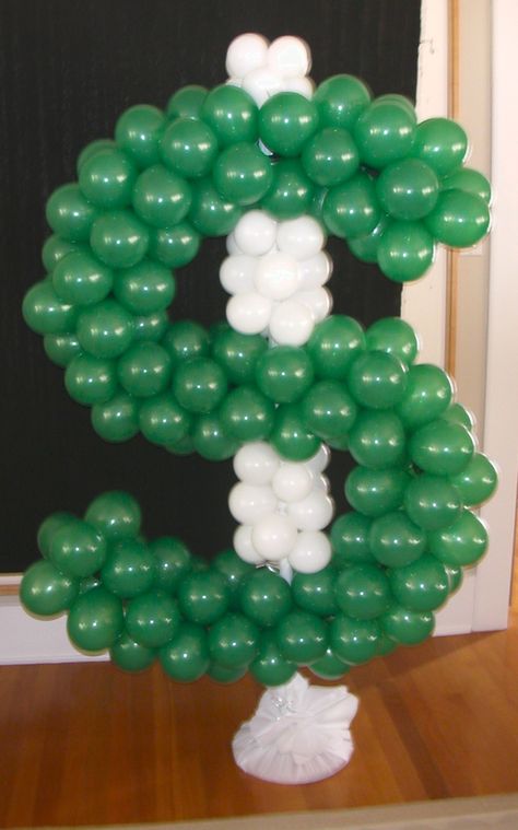 Bank Decorations Ideas, Money Party Theme Decoration, Money Themed Birthday Party, Money Theme Party Ideas, Money Themed Party, Money Balloons, Money Balloon, Money Party, Money Dollar