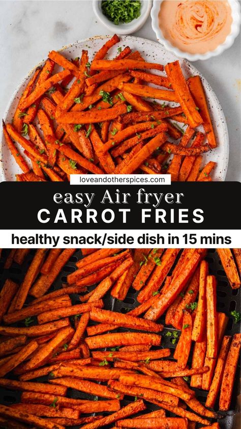 Crispy Carrot Fries, Air Fryer Carrot Fries, Air Fryer Carrots, Carrots Healthy, Baby Carrot Recipes, Carrot Fries, Fried Foods, Air Fryer Healthy, Carrot Recipes