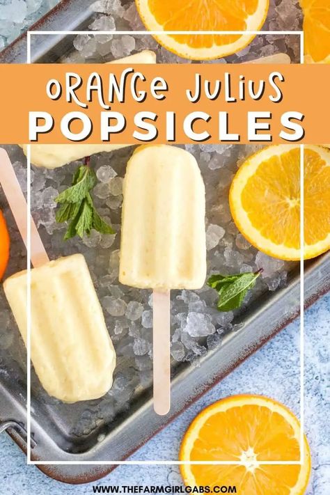 Orange Popsicles, Fruit Popsicle Recipes, Frozen Popsicles, Berry Yogurt, Yogurt Popsicles, Orange Dreamsicle, Orange Julius, Orange Juice Concentrate, Homemade Popsicles