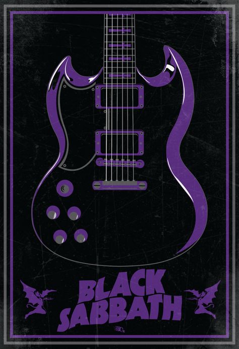 Black Sabbath ~ Master of Reality by GabeRios Black Sabbath, Guitar, Deviantart, Purple, Black