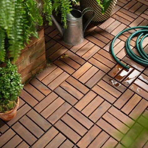 12 in Square Wood Interlocking Flooring Tiles Patio Decking Tiles for Poolside Balcony Backyard (44 Pack) - Bed Bath & Beyond - 40658646 Outdoor Checkers, Deck Tiles Patio, Interlocking Floor Tiles, Deck Flooring, Interlocking Flooring, Wooden Deck, Deck Tiles, Patio Tiles, Deck Tile