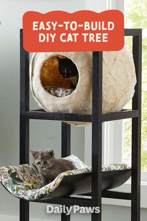 This DIY cat tree has everything your kitty desires and could be a great Black Friday purchase. Our building plans show you step-by-step how to create this cat-tastic climbing structure. #petessentials #petgear #pettoys #treats #dogtoys #cattoys #cattreats #dogtreats #petexperience #blackfriday #blackfridaydeal #DIY #DIYpets Cat Tree Ideas Diy, How To Build A Cat Tree, How To Make A Cat Tree, Cat Tower Diy, Cat Tower Plans, Cat Trees Diy Easy, Cat Trees Homemade, Diy Cat Tower, Climbing Structure