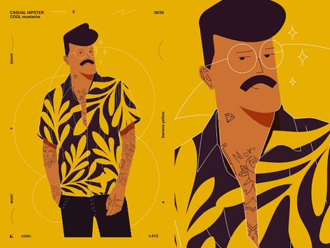 Hipster Illustration, Hipster Design, Vector Character Design, Cartoon Mascot, Clothing Design, Flat Illustration, Illustration Character Design, Editorial Illustration, Book Illustration