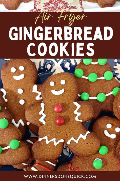 Looking for a delicious twist on classic gingerbread cookies? Try my mouthwatering recipe for delicious and spiced air fryer gingerbread cookies! They're perfect for the holiday season. #dinnersdonequick #gingerbreadcookies #gingerbreadmancookies #softgingerbreadcookies #gingerbreadcookiesrecipe #howtomakegingerbreadcookies #easygingerbreadcookies #gingerbreadcookieswithmolasses #gingerbreadcookiesideas #gingerbreadcookieschristmas #gingerbreadcookiesfromscratch #gingerbreadcookiesinairfryer Cookie Air Fryer, Holiday Bites, Raspberry Streusel Muffins, Gingerbread Cookie Recipe, Easy Gingerbread Cookies, Christmas Brunch Recipes, Festive Baking, How To Make Gingerbread, Creamy Pie