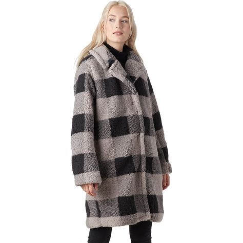 Plaid Winter Jacket Nordstrom, Casual Plaid Hooded Outerwear, Cozy Plaid Winter Outerwear, Chic Plaid Single-breasted Outerwear, Plaid Single-breasted Winter Outerwear, Oversized Coat, Modern Cabin, Heather Black, Buffalo Plaid