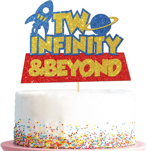 Two Infinity And Beyond Cake Topper, Outer Space Buzz Theme 2 Years Old Birthday Cake Picks for Boys Girls, Rocket Sign Galaxy Light Year Inspried Happy 2nd Birthday Party Supplies #ad #twoinfinity&beyond #toystory #toystorybirthdayparty #toystoryparty Old Birthday Cake, Toy Story Party Decorations, Galaxy Light, 2nd Birthday Party For Boys, Baby Birthday Themes, Second Birthday Ideas, Boy Birthday Party Themes, Birthday Themes For Boys, 2nd Birthday Party