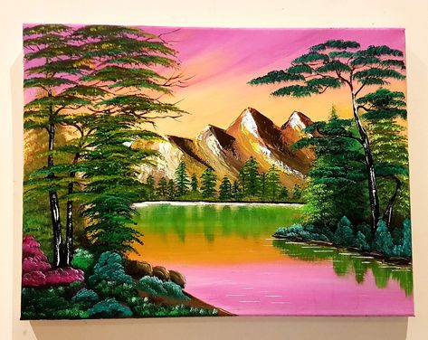 Scenary Paintings Acrylic, Sunrise Background, Nature Canvas Painting, Easy Landscape Paintings, River Painting, Beautiful Art Paintings, Oil Pastel Art, Fire Art, Beautiful Places Nature