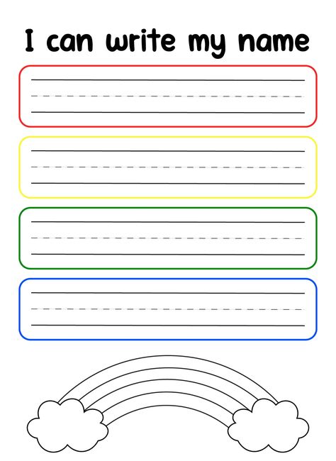 Prek Practice Sheets, Journal Writing Preschool, Name Writing Worksheets Free Printable, Writing For Prek, Tracing Worksheets Grade 1, Pre Writing Tracing Worksheets, All About Me Tracing Sheets, Rainbow Write Name, Trace Names Free Printable