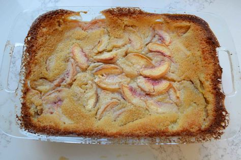 Peach Pudding, Pudding Cake Recipe, Low Carb Cupcakes, Bon Appetit Magazine, Peach Slices, Pudding Desserts, Pudding Cake, Glass Baking Dish, My Kitchen