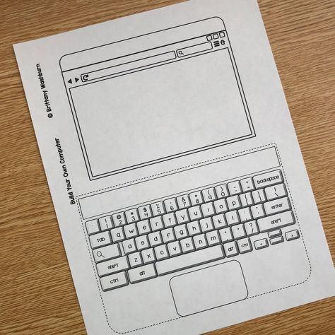 Paper Computer Template, Paper Laptop Craft, Computer Paper Crafts, Computer Project Ideas, Laptop Printable, Laptop Craft, Template Laptop, Laptop Template, Computer Activities For Kids