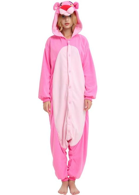 Pink Panther Onesie For Adults and Teenagers Panther Face, Panther Costume, Animal Onesies, Jumpsuit Costume, Pajama Costume, Onesie Costumes, Animal Onesie, Halloween Pink, Halloween Onesie