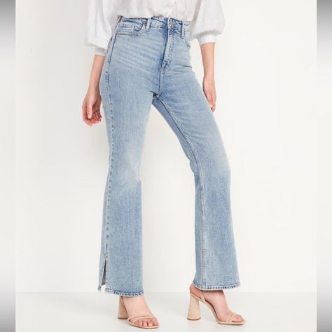 Flare Jean Outfit, High Waisted Flare Jeans, High Waist Fashion, High Waisted Flares, Denim Trends, High Waisted Jeans, Old Navy Jeans, Navy Jeans, Old Navy Women