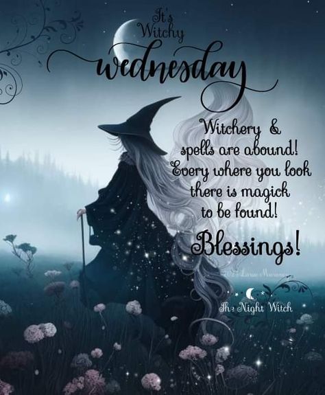 Full Moon Blessings Witches, Witchy Good Morning, Witchy Wednesday, Night Witches, Evening Quotes, Witch Tips, Wednesday Morning, Funny Wiccan Memes, Witch Pagan Memes