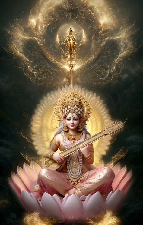 Saraswati Picture, Forgiveness Of Sins, Saraswati Mata, Saraswati Photo, Spiritual Peace, Hindu Worship, Yoga Love, Lovely Good Morning Images, Saraswati Devi