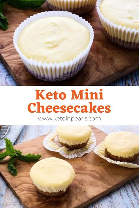 This recipe for mini keto cheesecakes bites is easy and fast. These keto cheesecakes bites are sure to be your next favorite spring keto dessert idea! Chocolate Pie With Meringue, Easy Low Carb Cheesecake, Imbolc Recipes, Keto Cheesecake Bites, Triple Berry Muffins, Chai Muffins, Yellow Cake With Chocolate Frosting, Healthy Keto Breakfast, Keto Cheesecakes