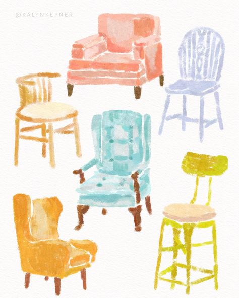 A few chairs for yesterday’s Furniture prompt from @lydiaellendesign 🪑🛋 #inspobylydiaellen | Instagram Graphic Chair, Still Life Drawing, Watercolor Art Lessons, Sketchbook Inspiration, Book Art Drawings, Marker Art, Pattern Illustration, Art Journal Inspiration, College Art