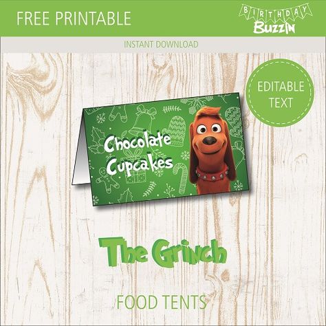 Serving cookies, ginger bread or candy cane? Use these free printable The Grinch food tents to label the delicious food you provide for you guests at your Grinch themed party. Grinch Food Labels Free Printable, Grinch Food Labels, Grinch Kisses Tag, Grinch Foods, Christmas Party Snack Ideas, Grinch Themed Party, Grinch Food, Party Snack Ideas, Grinch Gnome