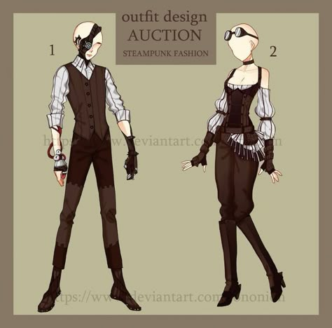 Steampunk Fashion Drawing Reference, Steampunk Art Clothes, Steampunk Clothing Drawing, Gacha Steampunk Outfits, Steampunk Clothes Drawing, Female Steampunk Outfit, Steampunk Fashion Drawings, Steampunk Drawing Ideas, Fantasy Outfits Drawing