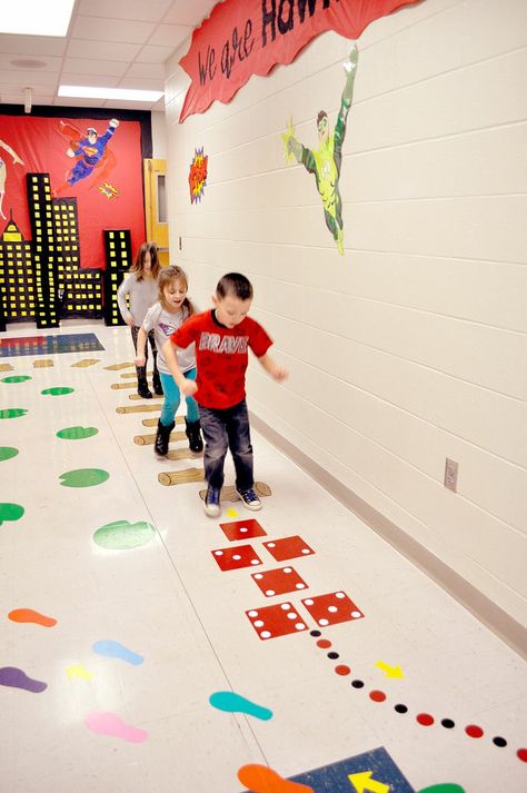 Pineville Primary Has New Sensory Hallway Pediatric Waiting Room Ideas, Sensory Hallway, Sensory Classroom, Sensory Pathways, School Floor, School Hallway, Baby Dance, 3d Epoxy, Pre Primary