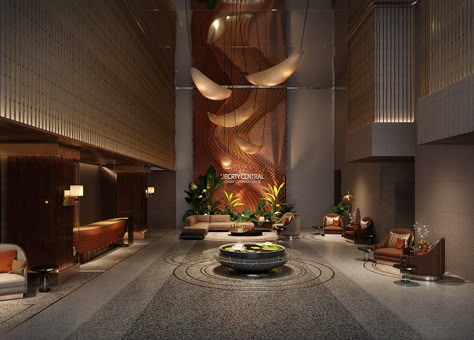 LIBERTY CENTRAL SAIGON CITYPOINT HOTEL on Behance Hotel Lobby Interior Design, Chinese Hotel, Hotel Lobby Lounge, Luxury Hotels Lobby, Modern Restaurant Design, Hotel Lobby Design, Lobby Interior Design, Contemporary Hotel, Hotel Concept