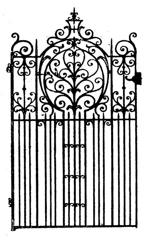 Gothic Iron Gate, Wrought Iron Tattoo, Ornate Gate, Victorian Gate, Gothic Gate, Wrought Iron Gate Designs, 3d Pen Stencils, Wrought Iron Wall Art, Cast Iron Gates