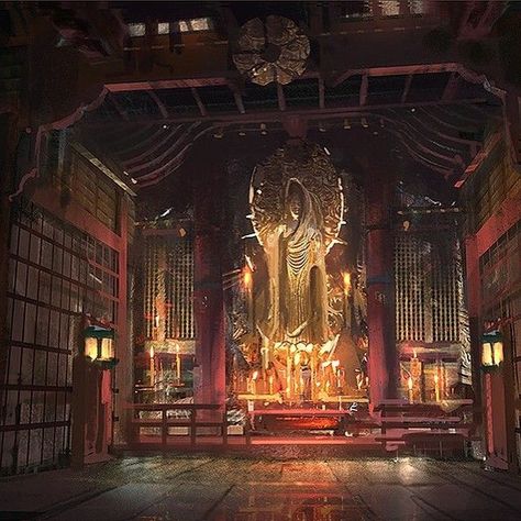 Shrine Concept Art, Shrine Room, Interior Concept Art, Chinese Interior, Art Interior Design, Ninja Art, Asian Architecture, Building Concept, Fantasy Places