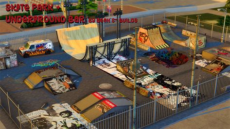 Sims 4 Skateboarding Mods & Skater CC: The Ultimate Collection – FandomSpot Sims 4 Skateboard Cc, Lotes The Sims 4, Underground Bar, Skate Ramp, The Sims 4 Lots, San Myshuno, Sims 4 Tsr, Cc Mods, Sims 4 Game Mods