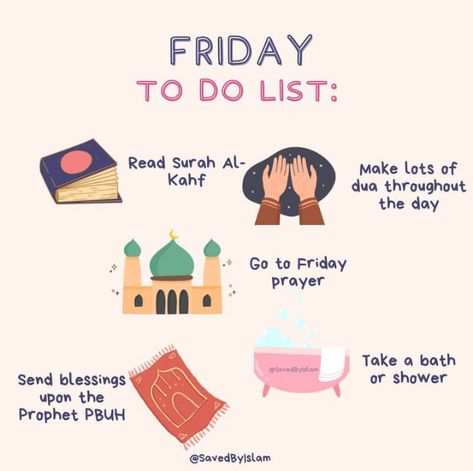 Things To Do On Jummah, Jummah Checklist, Friday Reminder, Ramadan Quran, Better Muslim, Ramadan Tips, Islamic Books For Kids, Muslim Kids Activities, Ramadan 2024