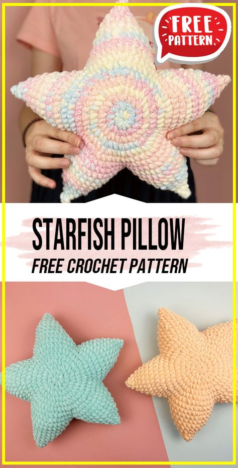 Crochet Starfish Pillow Free Pattern, Crochet Shell Pillow Free Pattern, Crochet Starfish Pillow, Port Pillow Pattern Free, Crochet Star Pillow Free Pattern, Starfish Crochet Pattern Free, Crochet Starfish Free Pattern, Crochet Pillow Pattern Free, Crochet Star Pillow