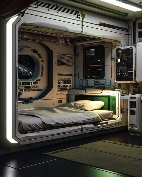 Sci Fi Bedroom, Sci Fi Home, Scifi Room, Scifi Environment, Sleeping Pods, 3d Projects, Fantasy World, Art Reference, Sci Fi