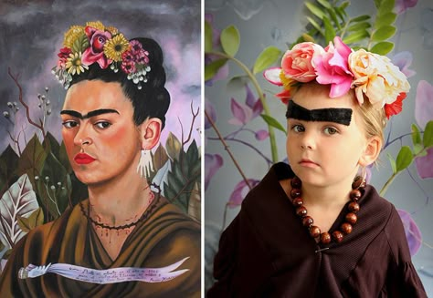 My name is Lucie Kruta and five years ago I got the idea of capturing transformations of my growing children a little more creatively. I started to take pictures of my kids in the style of famous paintings.   The first photograph was actually a coincidence. Masks Ideas, Art Masks, Creative Mom, Historical Painting, Famous Artwork, Art Parody, Famous Paintings, Famous Words, Book Week