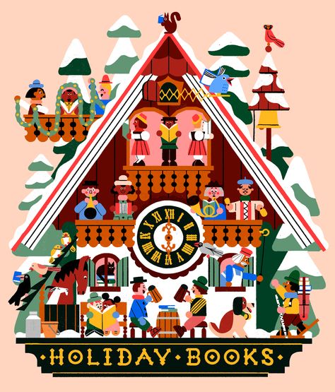 Holiday Books - The New York Times Holiday Season Illustration, Christmas Party Illustration, Christmas Tree Types, Gingerbread House Illustration, Christmas Illustration Art, Holiday Graphic Design, Cute Christmas Art, Holidays Illustration, Xmas Illustration