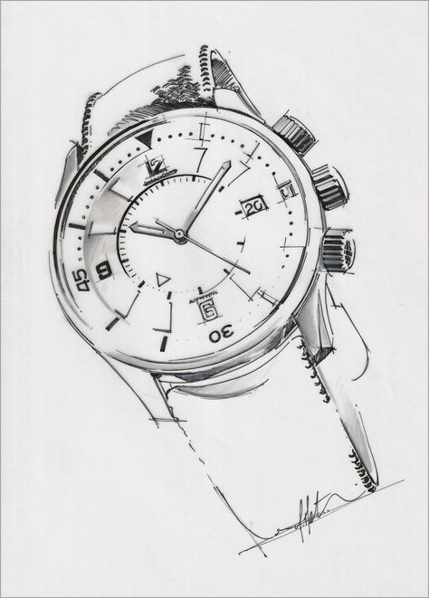 Watch Design Sketch Ideas, Watch Sketch Design Illustrations, Watch Illustration Design, Watch Design Sketch, Watches Illustration, Watch Illustration, Watch Sketch, Watch Drawing, Vintage Swatch Watch