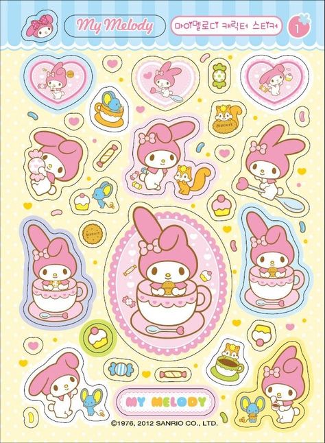 Hello Kitty Stickers, Hello Kitty Printables, Stickers Sheet, Scrapbook Stickers Printable, Hello Kitty Items, Kawaii Stickers, Cat Stickers, Aesthetic Stickers, My Melody