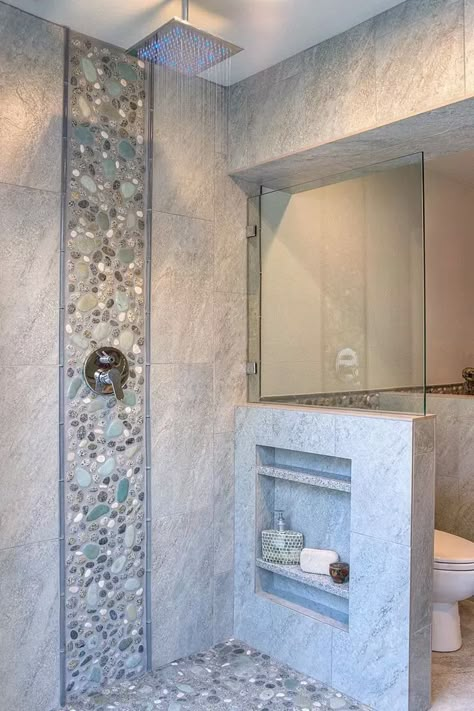 These 20 Tile Shower Ideas Will Have You Planning Your Bathroom Redo Stone Tile Bathroom, Small Shower Remodel, Bathroom Shower Design, Master Shower, Bathroom Shower Tile, Bathroom Remodel Shower, Trendy Bathroom, Tile Ideas, Shower Remodel