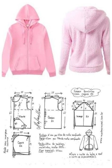 Pola Jaket, Hoodie Sewing, Diy Clothes Patterns, Hoodie Sewing Pattern, T Shirt Sewing Pattern, Girls Clothes Patterns, Sewing Clothes Women, Shirt Sewing Pattern, Hoodie Pattern