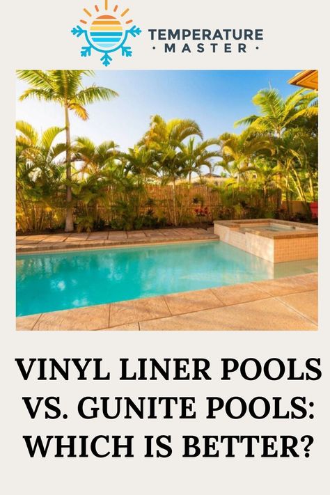 Considering a pool for your backyard? Discover the differences between vinyl liner pools and gunite pools. Check out our blog post for more information. #PoolComparison #PoolConstruction #BackyardOasis Pebble Tech, Gunite Swimming Pool, Solar Cover, Pool Liners, Pool Liner, Vinyl Pool, Gunite Pool, Vinyl Liners, Concrete Pool