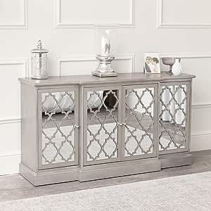 Brand Melody Maison Colour Silver, Mirrored Special feature Storage Mounting type Floor Mount Room type Living Room, Hallway Antique Silver Paint, Silver Range, Silver Handles, Mirrored Sideboard, Scandinavian Style Home, Gold Mirror Wall, Solid Wood Sideboard, Large Sideboard, Side Board