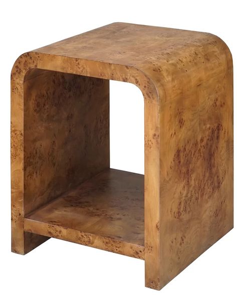 WorldsAway Waterfall Edge Two Tier End Table | Wayfair End Table With Storage, Burl Wood, Vanity Stool, Table With Storage, End Tables With Storage, Side Table Wood, Wood Square, Upholstered Arm Chair, Burled Wood