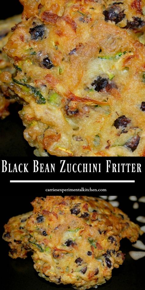 Black beans and freshly grated zucchini combined with garlic, basil and lemon zest into a tasty fritter make a delicious side dish with any meal. Zucchini And Black Bean Recipes, Green Bean Fritters, Zucchini Candy, Grated Zucchini Recipes, Black Bean Fritters, Black Bean Zucchini, Bean Fritters, Grated Zucchini, Black Bean Recipes