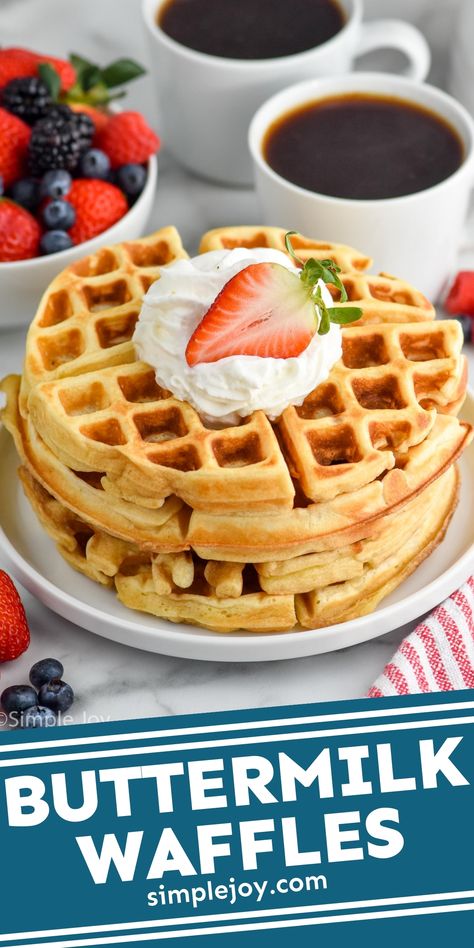 Buttermilk Waffles are easy to make and the perfect weekend breakfast. With our tips and tricks you will get the perfect crisp and fluffy waffles. Waffles Recipe Easy, Buttermilk Waffle, Buttermilk Waffles Recipe, Easy Weekend Breakfast, Apple Pancake Recipe, Waffle Iron Recipes, Buttermilk Waffles, Best Brunch Recipes, Wow Mom