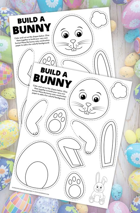 build a bunny Build A Bunny Printable, Build A Bunny, Easter Scavenger Hunt For Kids, Egg Printable, Bunny Activities, Easter Scavenger Hunt, Babysitting Crafts, Bunny Coloring, Snowman Coloring Pages