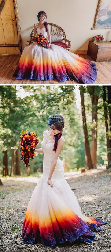 Wish I would've gotten this done to my dress!!!!! Dip Dye Wedding Dress, Dye Wedding Dress, Boda Mexicana, فستان سهرة, A Wedding Dress, Wedding Dress Trends, Dip Dye, Fancy Dresses, Dream Dress