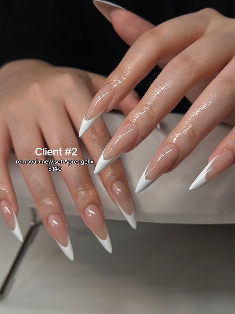 Nail Inspo | Nail Ideas | Press On Nails | Acrylic Nails | Trendy 2023 | Autumn Nail | French Tip Nails French Tips Pointy Nails, French Sharp Nails, French Tip Nails Sharp, Long French Tip Nails Almond, Sharp French Tip Nails, V Shape French Tip, Stiletto French Nails, Nails Trendy 2023, Stiletto Nails French Tip